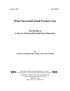 What Successful Small Farmers Say  The Results of