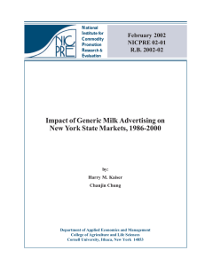 Impact of Generic Milk Advertising on New York State Markets, 1986-2000