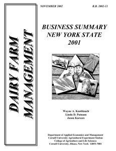 DAIRY FARM MANAGEMENT BUSINESS SUMMARY NEW YORK STATE