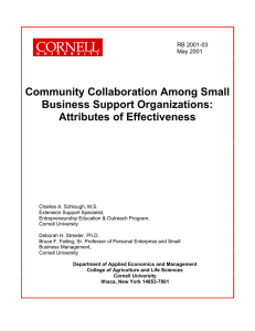 Community Collaboration Among Small Business Support Organizations: Attributes of Effectiveness RB 2001-03