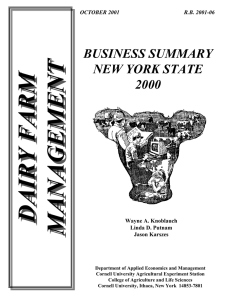 DAIRY FARM MANAGEMENT BUSINESS SUMMARY NEW YORK STATE