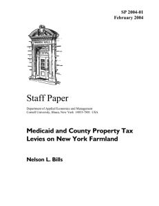 Staff Paper Medicaid and County Property Tax Levies on New York Farmland