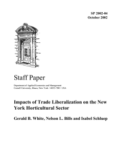 Staff Paper Impacts of Trade Liberalization on the New York Horticultural Sector