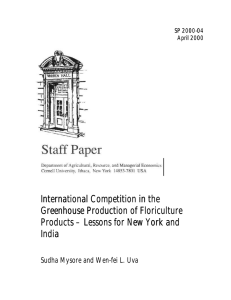 International Competition in the Greenhouse Production of Floriculture