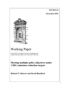 Working Paper  Meeting multiple policy objectives under GHG emissions reduction targets