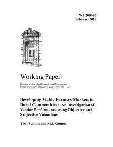 Working Paper Developing Viable Farmers Markets in Rural Communities: An Investigation of