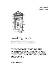 Working Paper THE CO-EVOLUTION OF THE WASHINGTON CONSENSUS AND THE ECONOMIC DEVELOPMENT