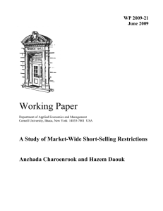 Working Paper A Study of Market-Wide Short-Selling Restrictions