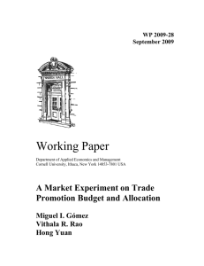 Working Paper A Market Experiment on Trade Promotion Budget and Allocation