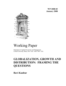Working Paper GLOBALIZATION, GROWTH AND DISTRIBUTION:  FRAMING THE QUESTIONS