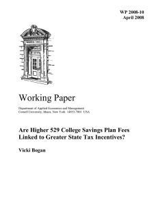 Working Paper Are Higher 529 College Savings Plan Fees