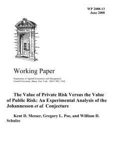 Working Paper The Value of Private Risk Versus the Value et al