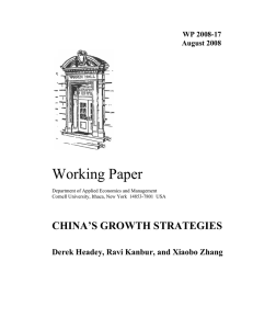 Working Paper CHINA’S GROWTH STRATEGIES Derek Headey, Ravi Kanbur, and Xiaobo Zhang WP