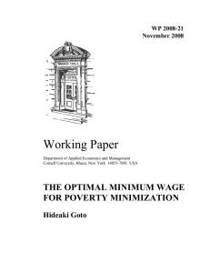 Working Paper THE OPTIMAL MINIMUM WAGE FOR POVERTY MINIMIZATION Hideaki Goto