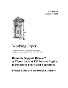 Working Paper Domestic Support Reform? A Closer Look at EU Policies Applied