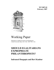 Working Paper SHOULD EGALITARIANS EXPROPRIATE PHILANTHROPISTS?