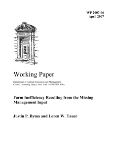 Working Paper Farm Inefficiency Resulting from the Missing Management Input