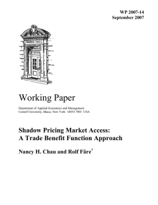 Working Paper Shadow Pricing Market Access: A Trade Benefit Function Approach