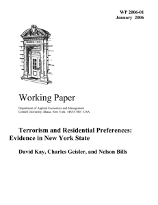 Working Paper Terrorism and Residential Preferences: Evidence in New York State