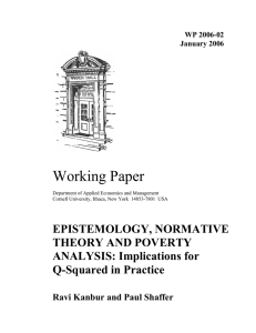 Working Paper EPISTEMOLOGY, NORMATIVE THEORY AND POVERTY ANALYSIS: Implications for