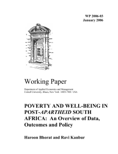 Working Paper POVERTY AND WELL-BEING IN APARTHEID AFRICA:  An Overview of Data,