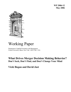 Working Paper What Drives Merger Decision Making Behavior?