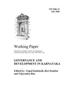 Working Paper GOVERNANCE AND DEVELOPMENT IN KARNATAKA