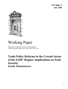 Working Paper Trade Policy Reforms in the Cereals Sector Security