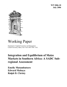 Working Paper Integration and Equilibrium of Maize regional Assessment