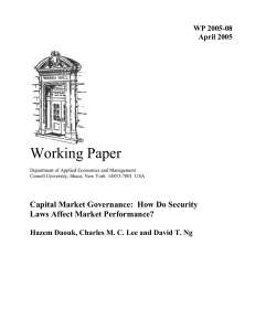 Working Paper  Capital Market Governance:  How Do Security