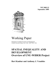 Working Paper SPATIAL INEQUALITY AND DEVELOPMENT Overview of UNU-WIDER Project