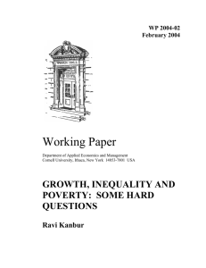 Working Paper GROWTH, INEQUALITY AND POVERTY:  SOME HARD QUESTIONS