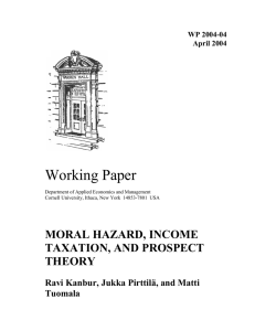 Working Paper MORAL HAZARD, INCOME TAXATION, AND PROSPECT THEORY