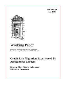 Working Paper Credit Risk Migration Experienced By Agricultural Lenders