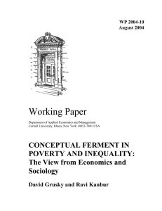 Working Paper CONCEPTUAL FERMENT IN POVERTY AND INEQUALITY: The View from Economics and