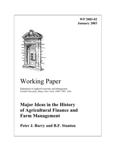 Working Paper Major Ideas in the History of Agricultural Finance and Farm Management