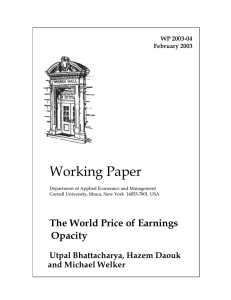 Working Paper The World Price of Earnings Opacity