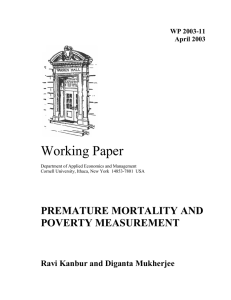 Working Paper PREMATURE MORTALITY AND POVERTY MEASUREMENT