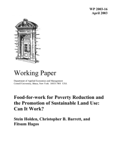 Working Paper Food-for-work for Poverty Reduction and Can It Work?