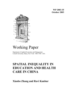 Working Paper SPATIAL INEQUALITY IN EDUCATION AND HEALTH CARE IN CHINA