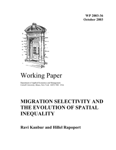 Working Paper MIGRATION SELECTIVITY AND THE EVOLUTION OF SPATIAL INEQUALITY