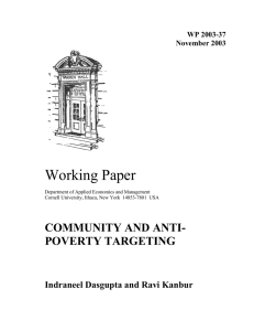 Working Paper COMMUNITY AND ANTI- POVERTY TARGETING Indraneel Dasgupta and Ravi Kanbur