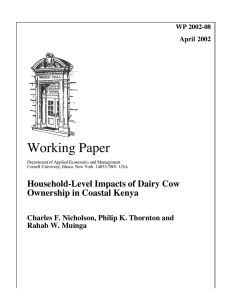 Working Paper Household-Level Impacts of Dairy Cow Ownership in Coastal Kenya