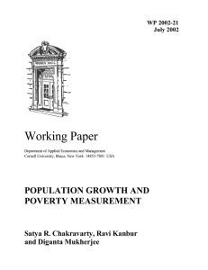 Working Paper POPULATION GROWTH AND POVERTY MEASUREMENT Satya R. Chakravarty, Ravi Kanbur