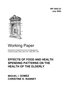 Working Paper EFFECTS OF FOOD AND HEALTH SPENDING PATTERNS ON THE