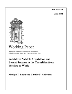 Working Paper Subsidized Vehicle Acquisition and Earned Income in the Transition from