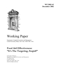 Working Paper Food Aid Effectiveness: “It’s The Targeting, Stupid!”