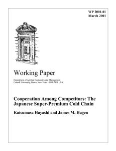 Working Paper Cooperation Among Competitors: The Japanese Super-Premium Cold Chain
