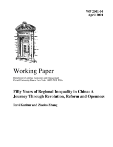 Working Paper Fifty Years of Regional Inequality in China: A 4