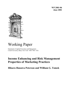 Working Paper Income Enhancing and Risk Management Properties of Marketing Practices